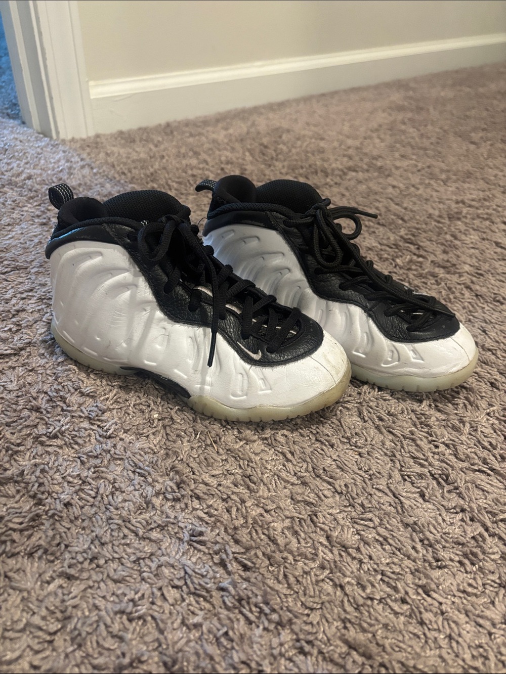 Nike Kids Black and White Foamposite-Style Sneakers